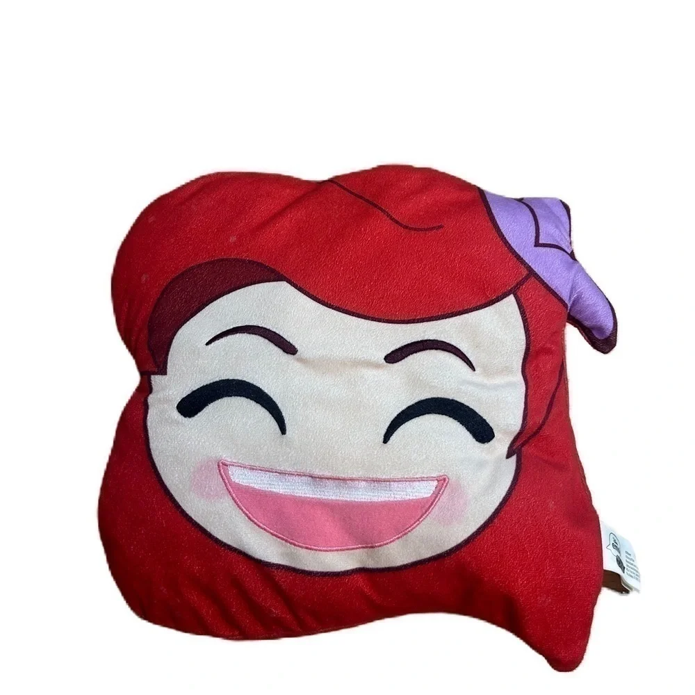 Disney Ariel Emoji Throw Pillow Princess Mermaid Red